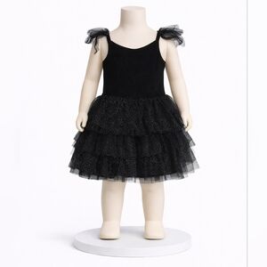 Posh Peanut Glittery Black Tutu Dress